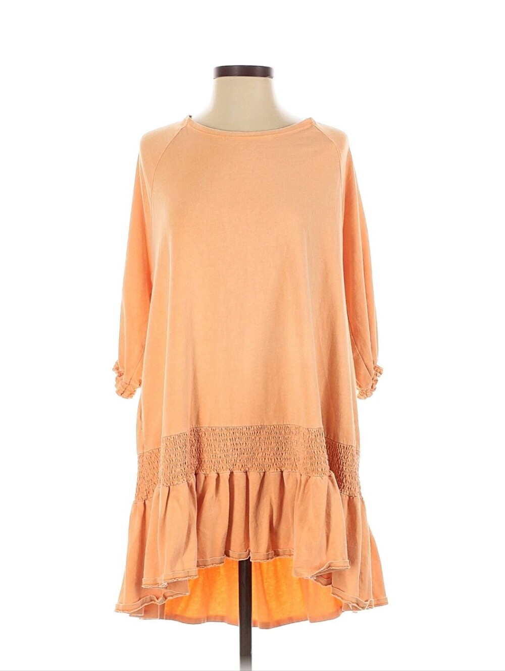 Free People Peach Smocked Ruffle Pullover Coverup